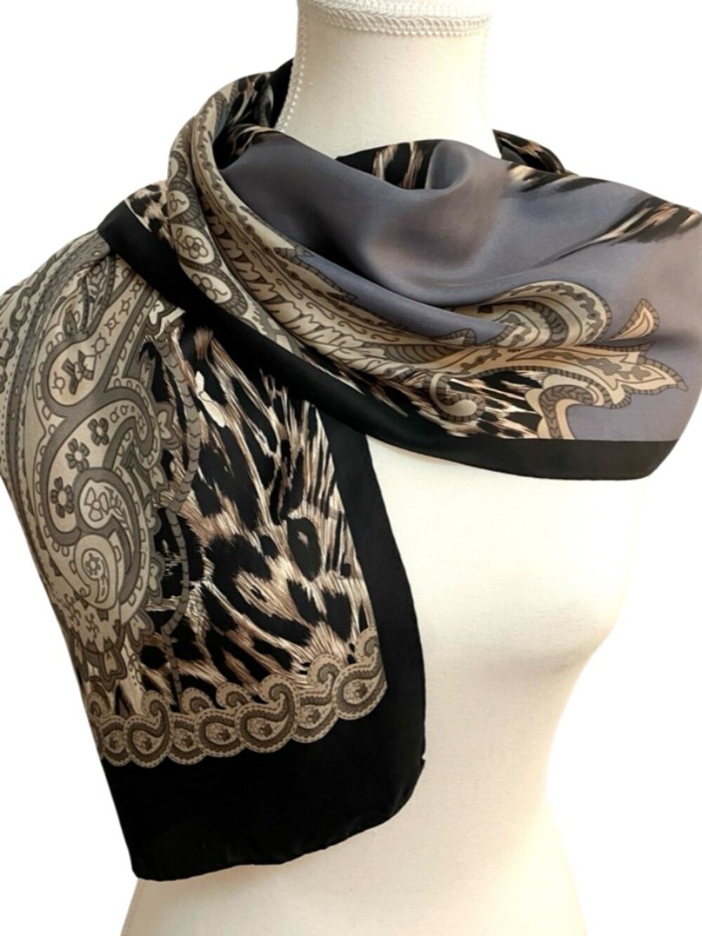 Adrienne Landau Studio Animal Print & Paisley Oblong Scarf